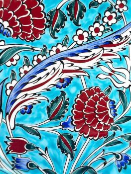 Baharın Zarafeti, Turkuaz Zeminli İznik Çini Tabak - Çini Evi (1)