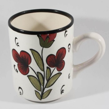 Red Flower Iznik Pottery Mug - Çini Evi