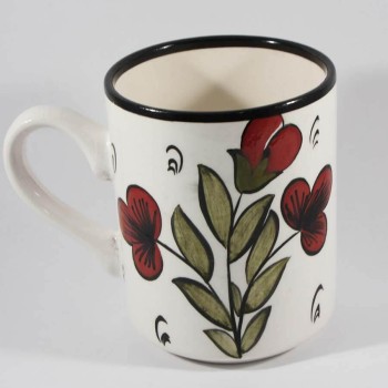 Red Flower Iznik Pottery Mug - Çini Evi (1)