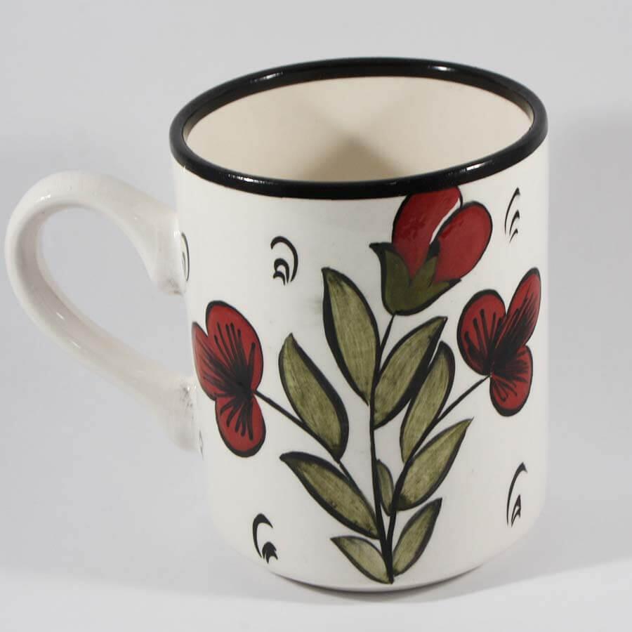 Red Flower Iznik Pottery Mug - 2