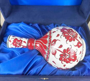 Kırmızı Hatayi Motifli İznik Çini Vazo - Çini Evi (1)