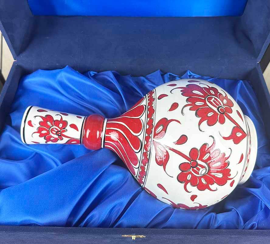 Kırmızı Hatayi Motifli İznik Çini Vazo - 2