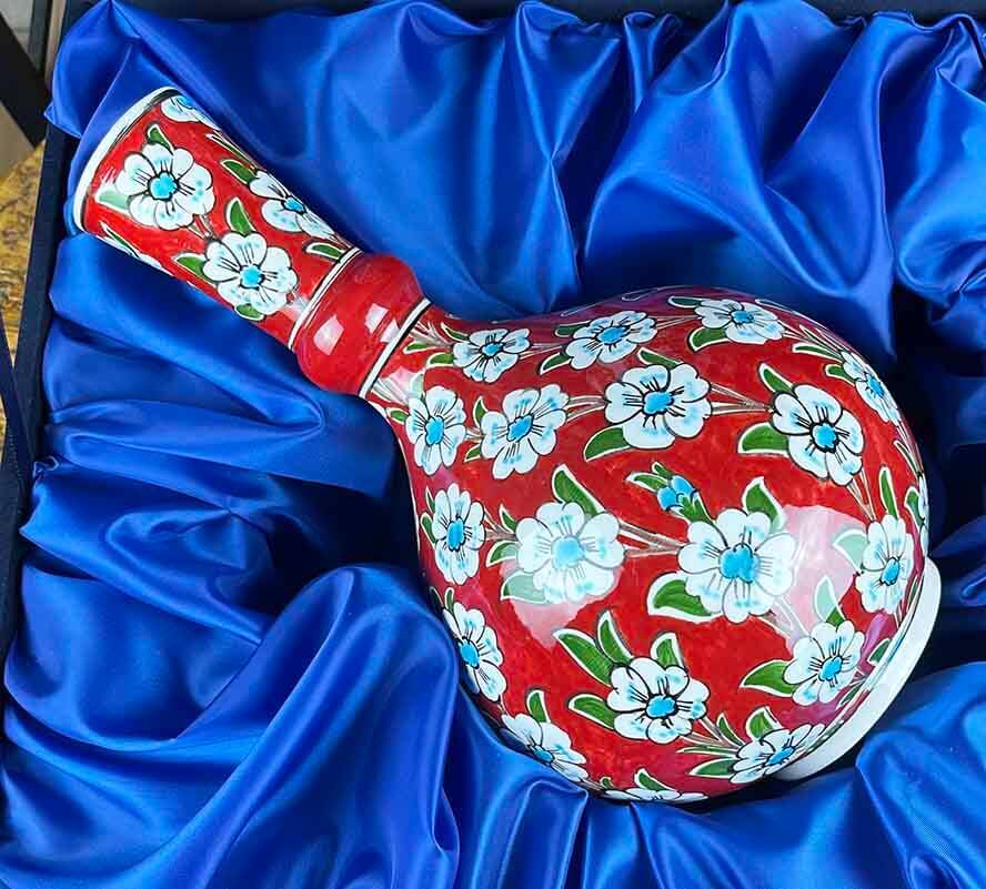 Kırmızı Hayat Ağacı – İznik Çini Vazo Tabak Seti - 4