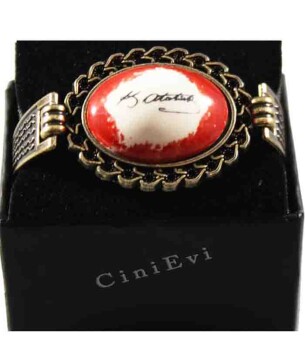 Kırmızı Kaplama Atatürk İmzalı Bileklik - Çini Evi