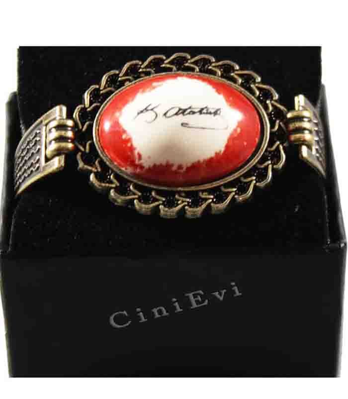 Kırmızı Kaplama Atatürk İmzalı Bileklik - 1