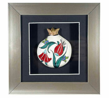 Kırmızı Lale ve Karanfil – İznik Çinili Nar Plaket - 1