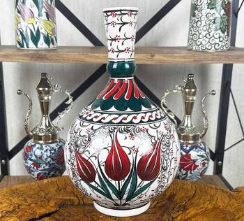 Kırmızı Laleler – İznik Çini Vazo - Çini Evi