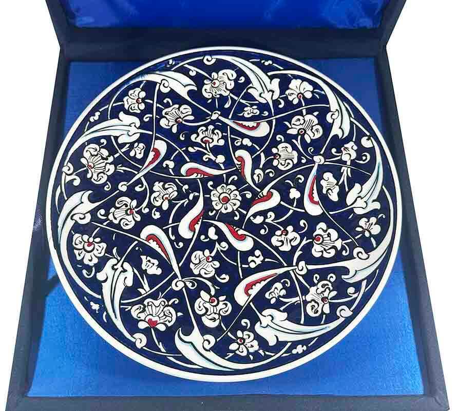 Kültürel Hediye – Lacivert Rûmî Desenli İznik Çini Tabak - 2
