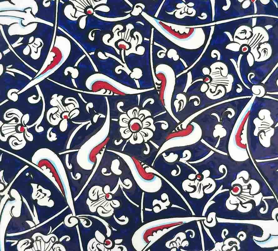 Kültürel Hediye – Lacivert Rûmî Desenli İznik Çini Tabak - 3