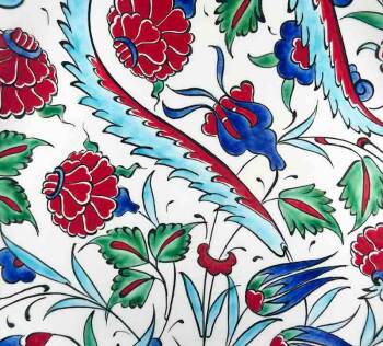 Kültürel Hediye – Nar ve Mavi Lale Desenli İznik Çini Tabak - 2