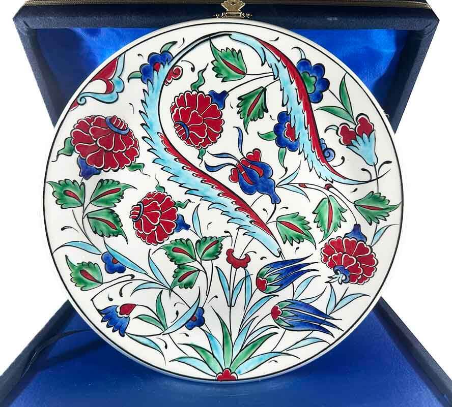 Kültürel Hediye – Nar ve Mavi Lale Desenli İznik Çini Tabak - 1