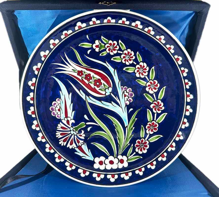 Kurumsal Hediye, Lale ve Karanfil Motifli İznik Çini Tabak - 1