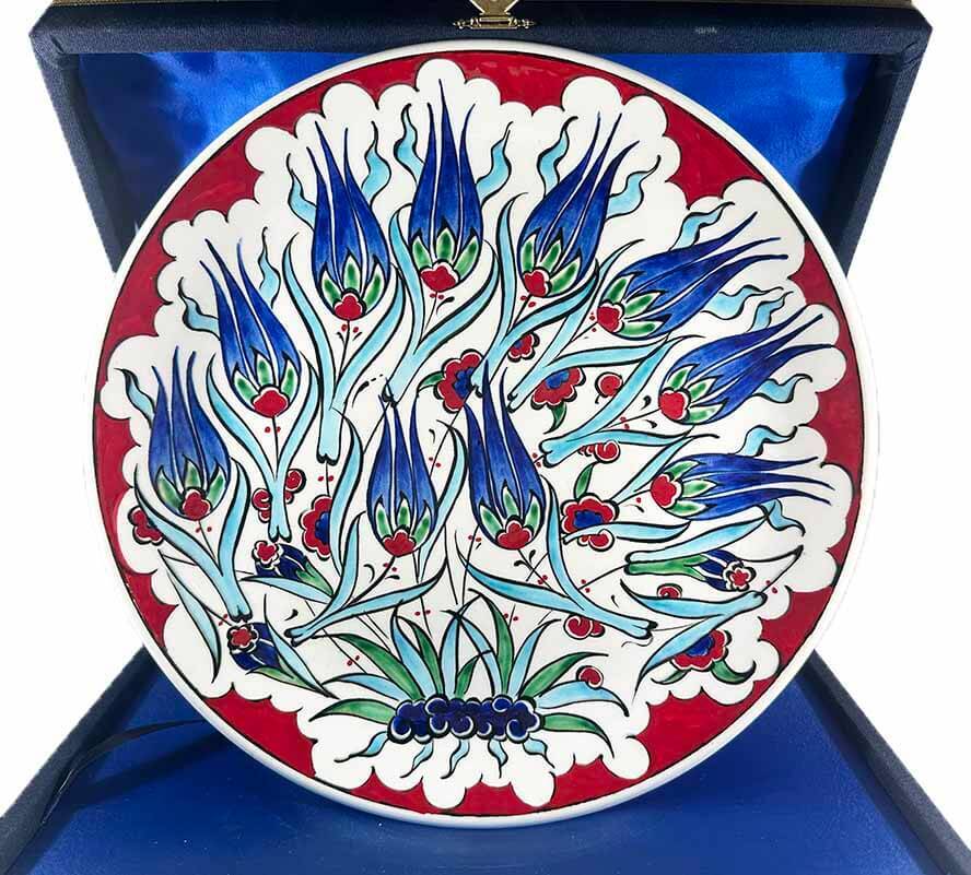 Kurumsal Hediye – Mavi Lale Desenli İznik Çini Tabak - 1