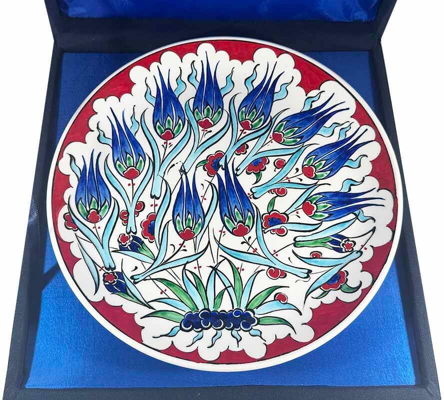 Kurumsal Hediye – Mavi Lale Desenli İznik Çini Tabak - 2