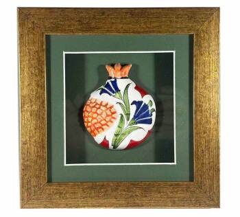 Lacivert Karanfil – İznik Çinili Nar Plaket - Çini Evi