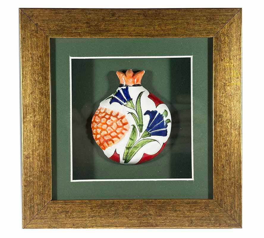 Lacivert Karanfil – İznik Çinili Nar Plaket - 1