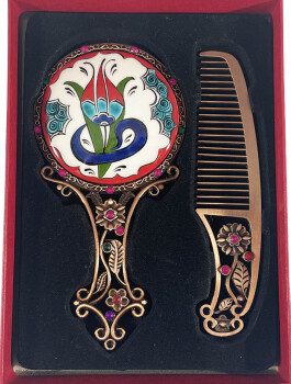 Lale and Vav Iznik Tiled Mirror Set - Çini Evi