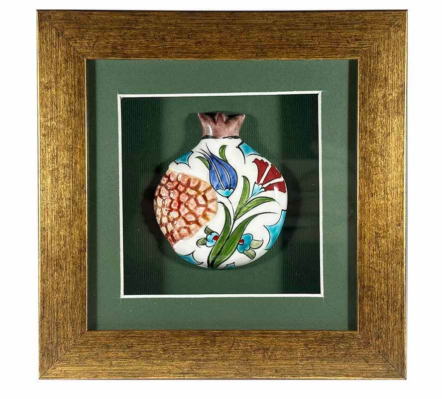 Lale & Karanfil Zarafeti – İznik Çinili Nar Plaket - 1