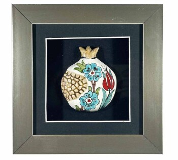 Lale ve Çiçek – İznik Çinili Nar Plaket - Çini Evi