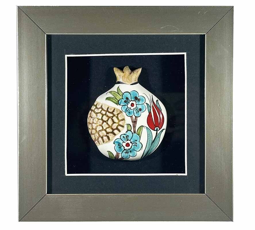 Lale ve Çiçek – İznik Çinili Nar Plaket - 1