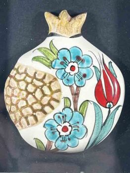 Lale ve Çiçek – İznik Çinili Nar Plaket - Çini Evi (1)