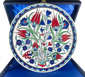 Lale Zarafeti – Nar Motifli İznik Çini Tabak Hediye - 1