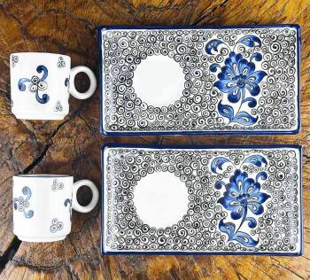 Le Set de Présentation pour le Café à Motif Hatayi Bleu Classique – Cadeau Élégant - Çini Evi