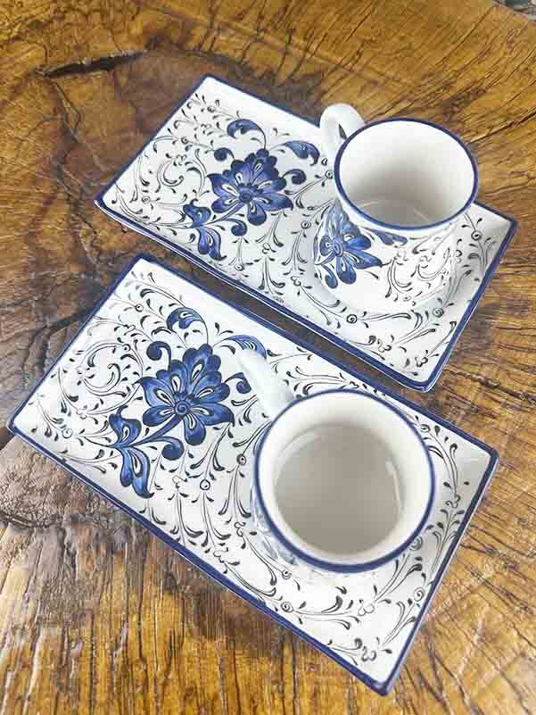 Le Set de Présentation pour le Café à Motif Lotus Bleu – Cadeau Élégant - 3