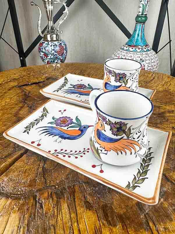 Le Set de Présentation pour le Café à Motif Oiseau de Prospérité – Cadeau Prestigieux pour Parents & Aînés - 2