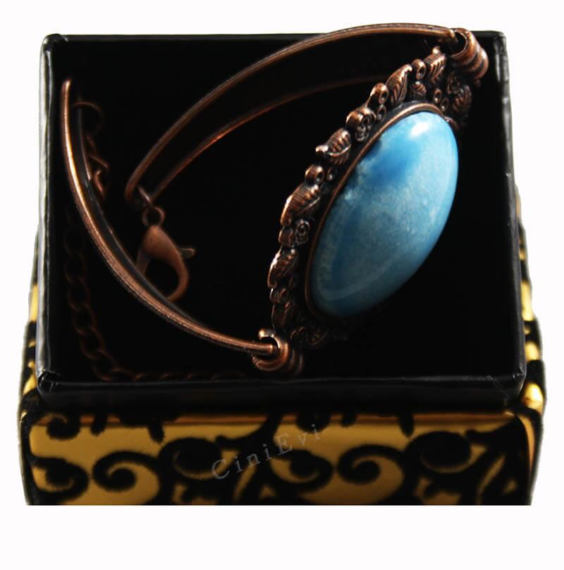 Leaf Frame Turquoise Stone Pottery Bracelet - 2