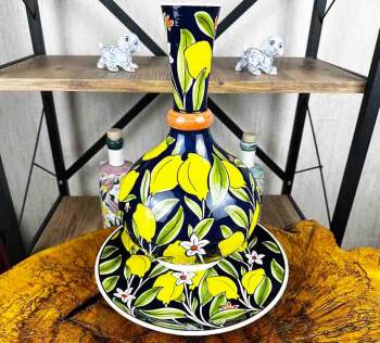 Lemon Pattern Iznik Vase and Ceramic Plate - Çini Evi