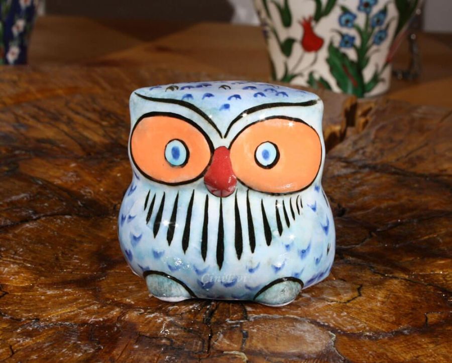 Lonely Owl Pottery Figurine - 1