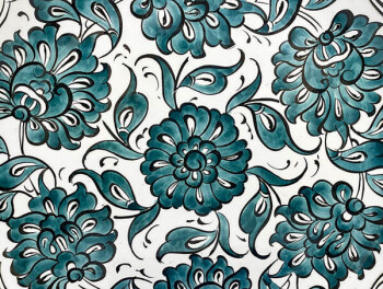 Lotus Çiçeği Motifli 25cm İznik Çini Tabak - Çini Evi (1)