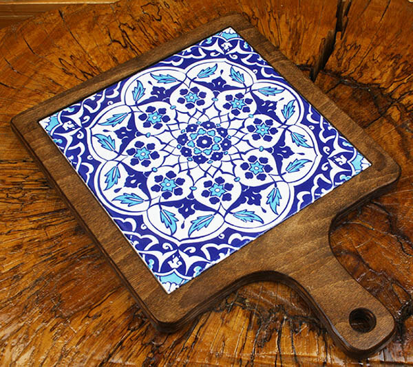 Lotus Flower Pattern Wooden Serving Tray - 2