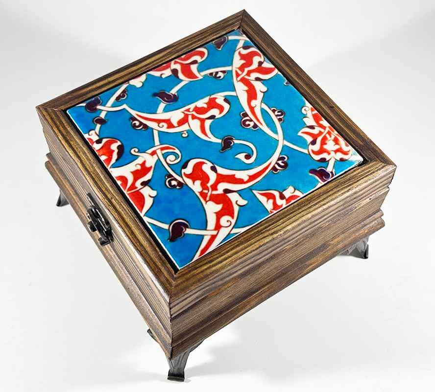 Lotus Motif Wooden Jewelry Box - 1