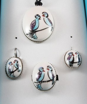 Love Birds Pottery Jewelry Set - 2