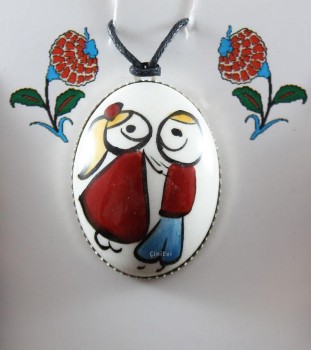 Lovers Iznik Ceramic Pendant - Çini Evi