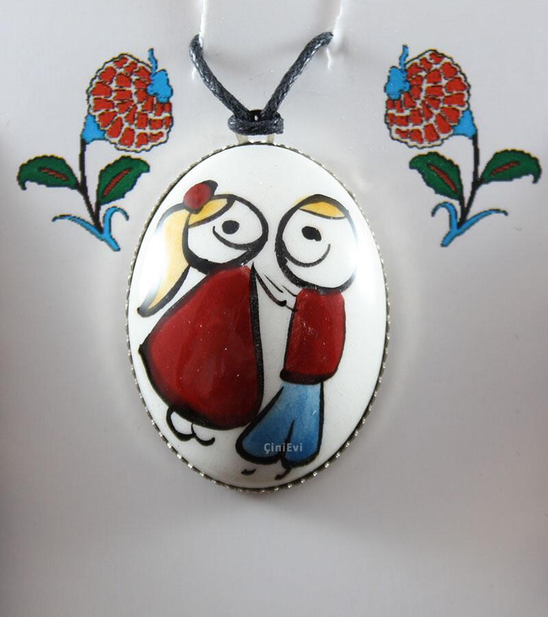 Lovers Iznik Ceramic Pendant - 1