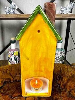 Maison de Lumière Miniature en céramique d'Iznik – Toit vert - 3