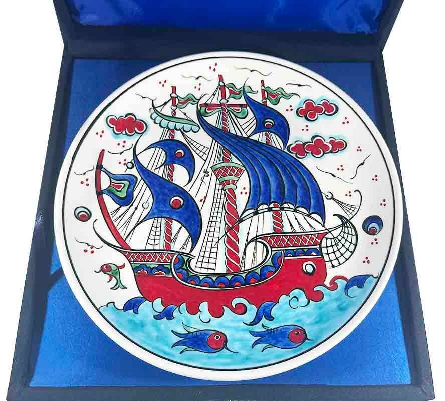 Marina Hediyesi – Kalyon Desenli İznik Çini Tabak - 3