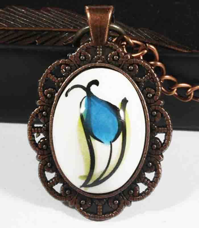 Marque-page en céramique d’Iznik motif tulipe bleue - 1