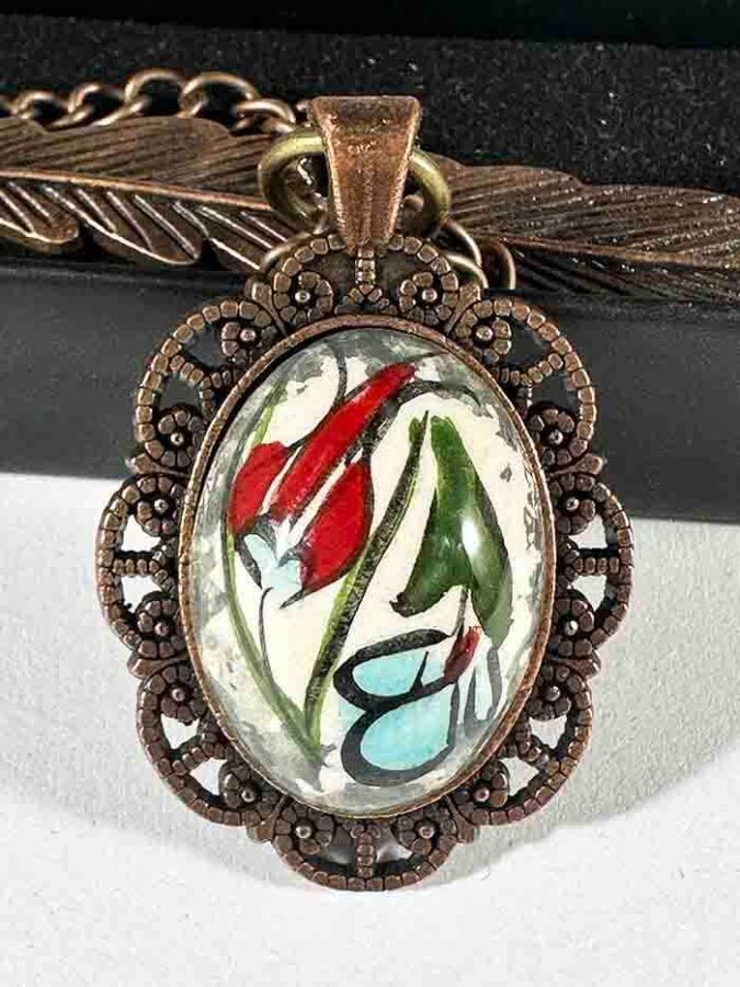 Marque-page en céramique d’Iznik – Motif Tulipe « Éclat du Printemps » - 1