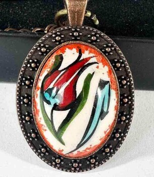 Marque-page en céramique d’Iznik – Motifs Tulipe et Elif - 1