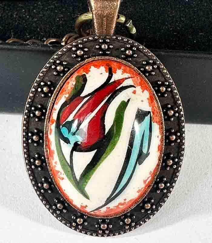 Marque-page en céramique d’Iznik – Motifs Tulipe et Elif - 1