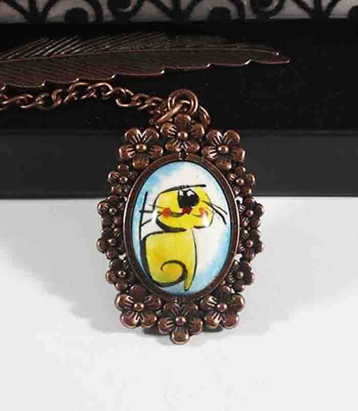 Marque-page en céramique motif chat mignon - 1