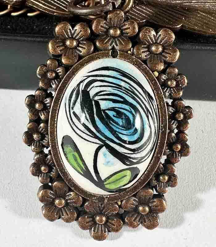 Marque-page en céramique d’Iznik rose bleue - 1