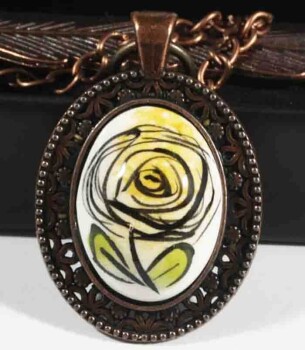 Marque-page Iznik motif rose jaune - 1
