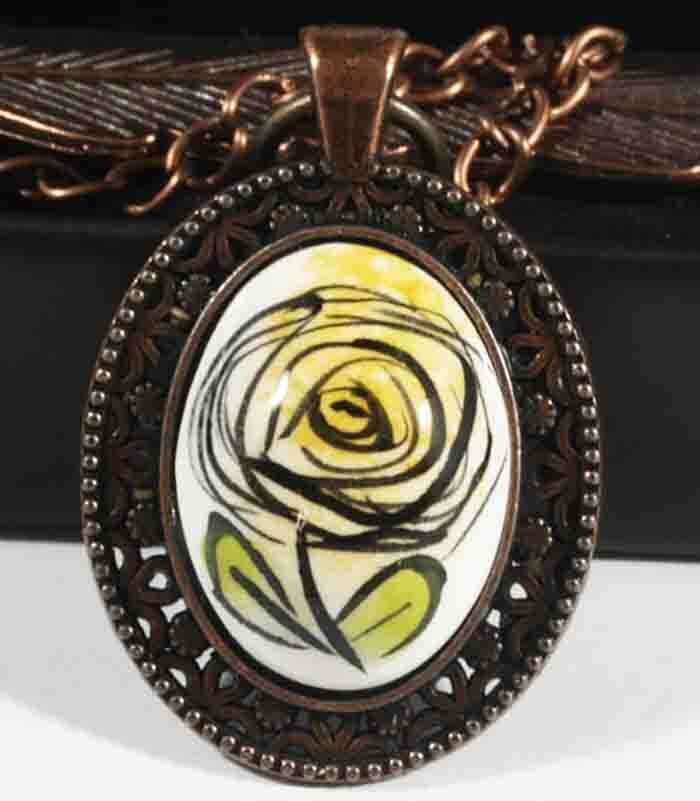 Marque-page Iznik motif rose jaune - 1