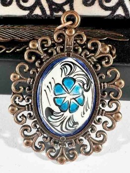Marque-page en céramique d’Iznik Trèfle bleu - 1