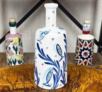 Mavi Balıklar El İşi Yağlık 550 ml - Çini Evi